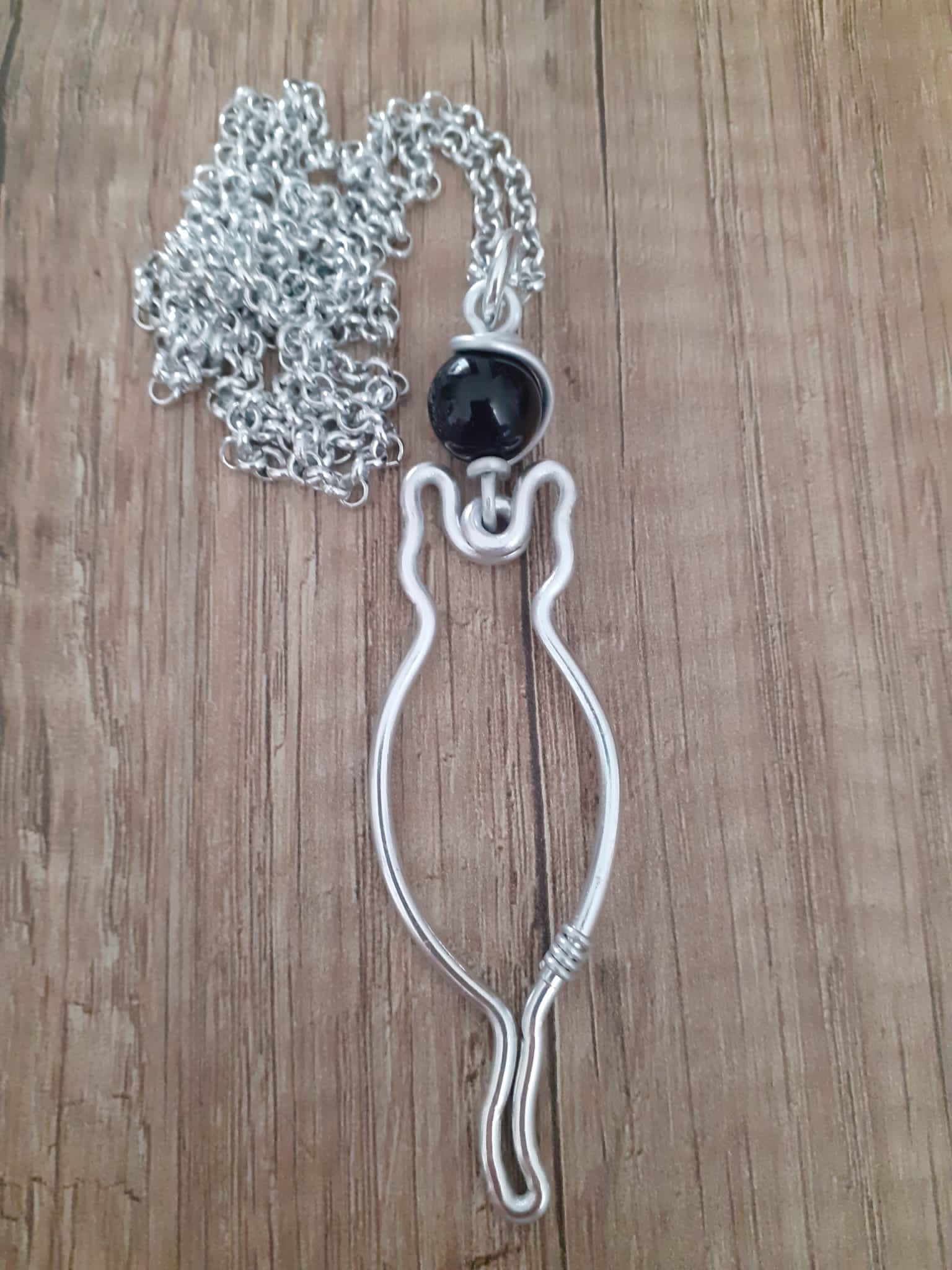 Collana con gatto e pietra nera in ceramica - Zanghi collection Collana gatto