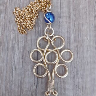 Collana albero della vita con pietra blu in ceramica