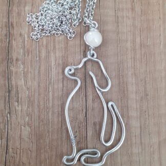 Collana cane con pietra nera in ceramica