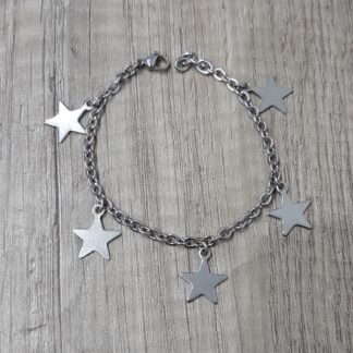 Bracciale in acciaio inossidabile con charms stelline gr 6