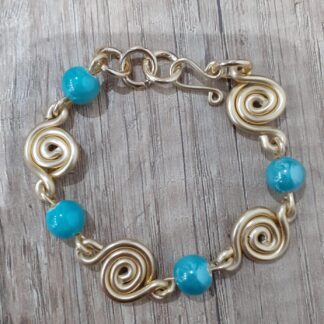 Bracciale spirali con pietre verde acqua in ceramica