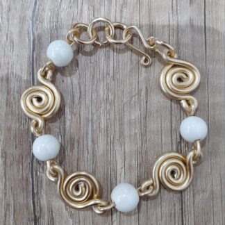 Bracciale spirali con pietre bianche in ceramica