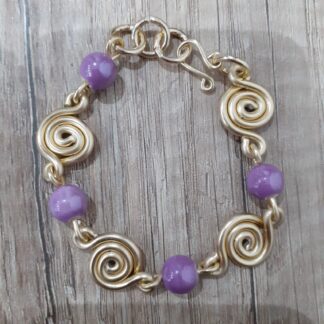 Bracciale spirali con pietre lilla in ceramica