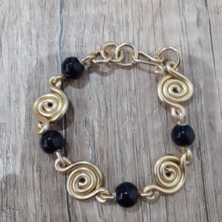 Bracciale spirali con pietre nere in ceramica