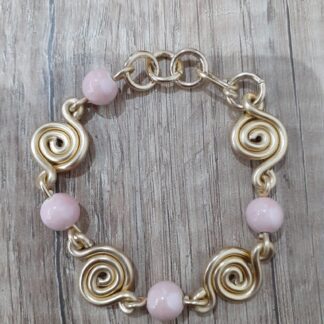 Bracciale spirali con pietre rosa in ceramica