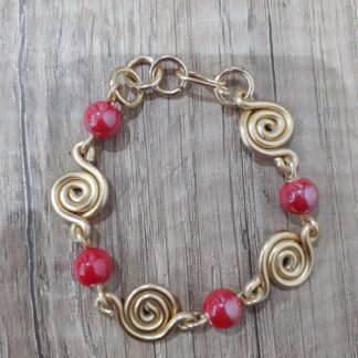 Bracciale spirali con pietre rosse in ceramica