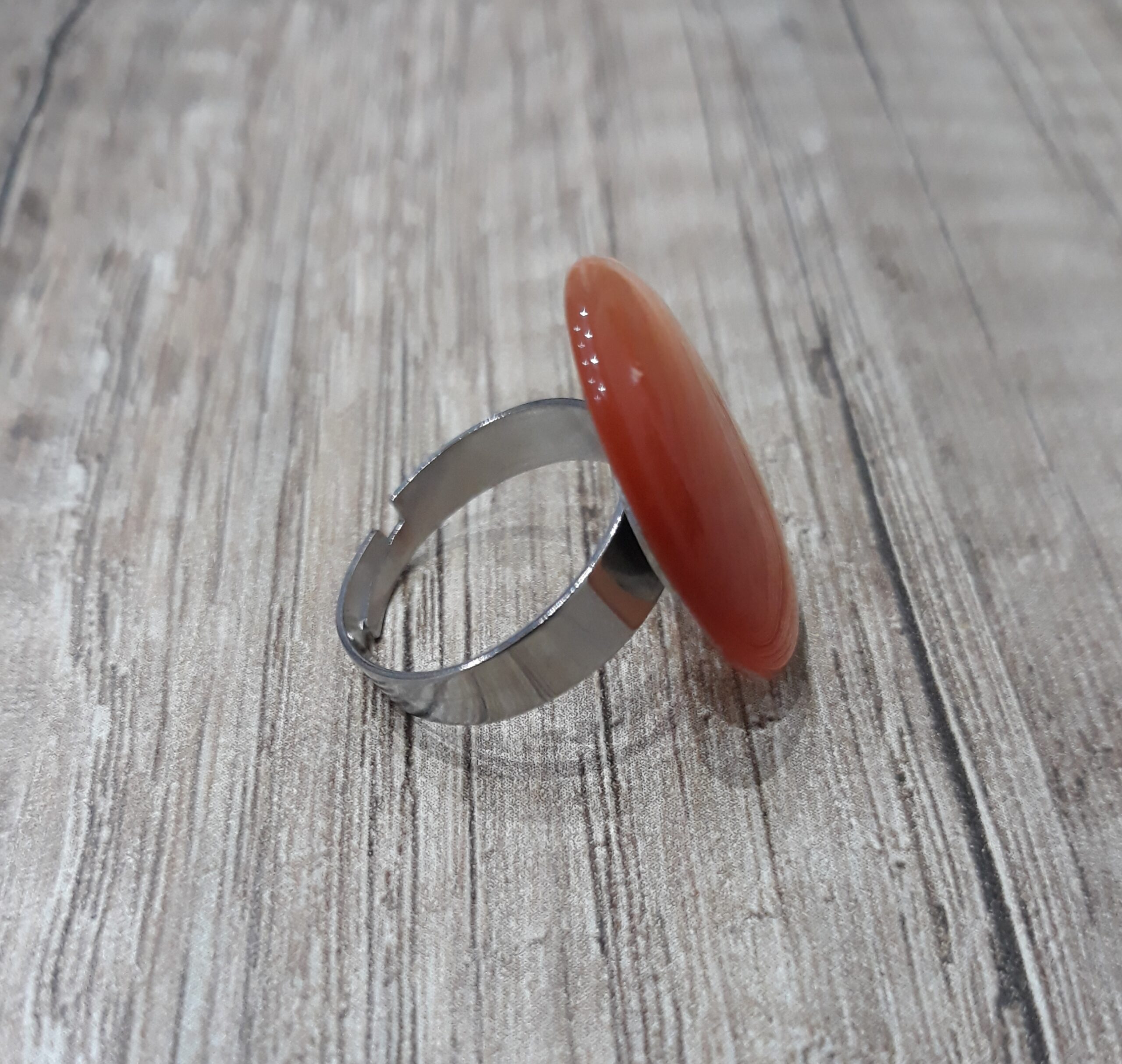 Anello regolabile con occhio di gatto color ambra - Zanghi collection Anello regolabile con occhio di gatto color ambra