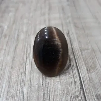 Anello pietra naturale occhio di gatto marrone regolabile