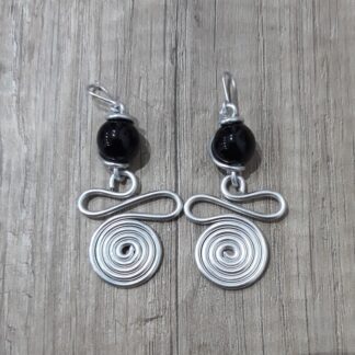 Orecchini artigianali in alluminio spirale e serpentina larga gr 8