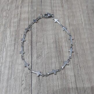 Bracciale artigianale acciaio inossidabile croci