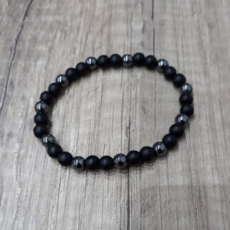 Bracciale artigianale elastico onice 6mm