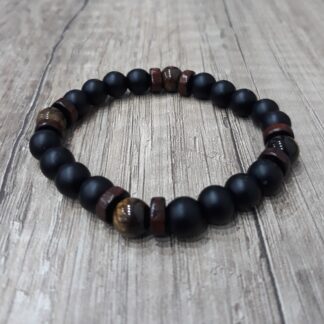 Bracciale artigianale pietre naturali e legno