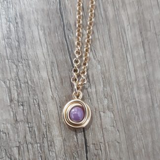 Collana artigianale spirale pietra lilla