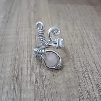 Anello artigianale quarzo rosa
