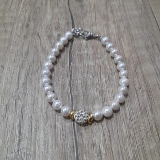 Bracciale artigianale con perle di Maiorca e strass